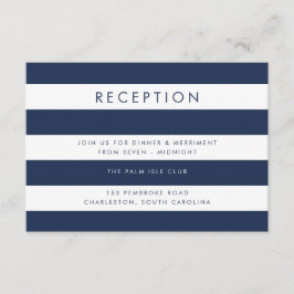 Tarjeta de recepción Navy & White Stripe