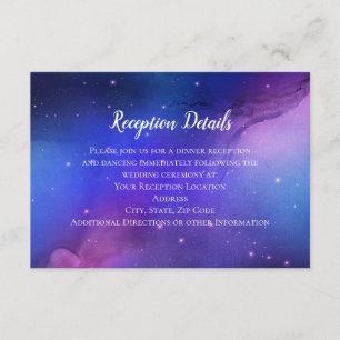 Tarjeta De Recepción Nebulosa Púrpura Arte Celestial Boda en el Espacio