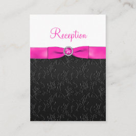 Tarjeta de recepción negra, rosa caliente y blanca
