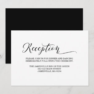 Tarjeta de Recepción Negra y Blanca Elegante y Min