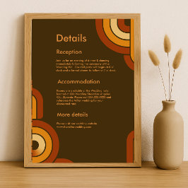 Tarjeta De Recepción Negrita Boda retro de los años 70