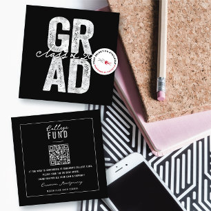 Tarjeta De Recepción Negrita Plata GRAD Elegante Fondo Universitario de