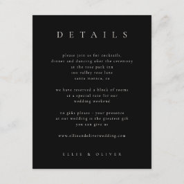 Tarjeta De Recepción Negro con detalles beige boho Boda moderno