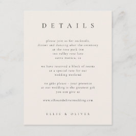 Tarjeta De Recepción Negro con detalles beige elegante Boda moderno