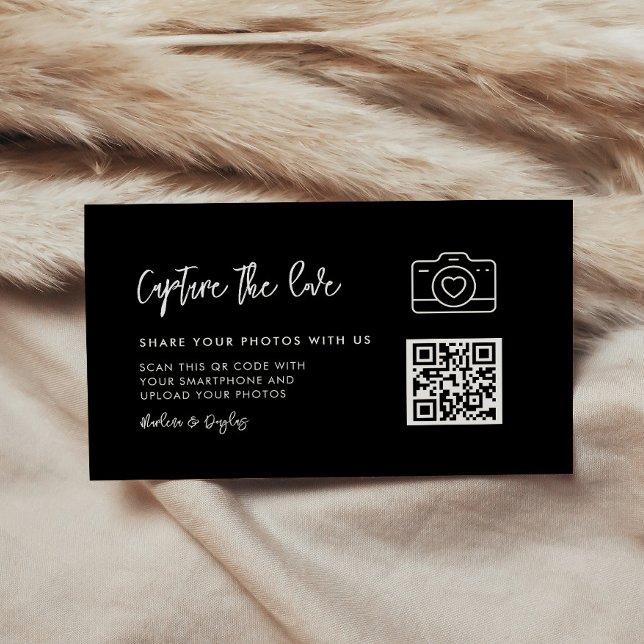 Tarjeta De Recepción Negro contemporáneo Captura el amor (Subido por el creador)