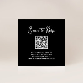 Tarjeta De Recepción Negro dulce y caprichoso | RSVP con código QR