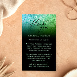 Tarjeta De Recepción Negro Gracias Glitz Foto Personalizada Verde