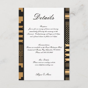 Tarjeta De Recepción Negro - Kente dorado (blanco)