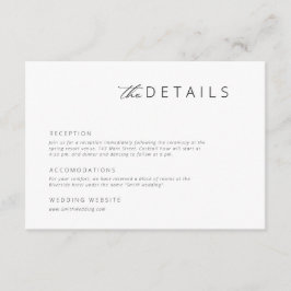Tarjeta De Recepción Negro minimalista moderno | Detalles del Boda blan
