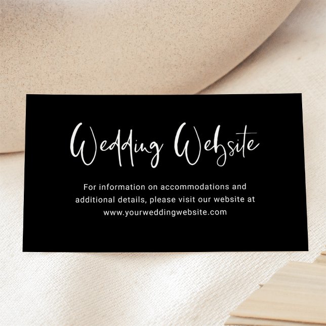 Tarjeta De Recepción Negro moderno | Sitio web de bodas (Subido por el creador)