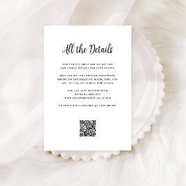 Tarjeta De Recepción Negro Regal y Blanco | Detalles del Boda Código QR