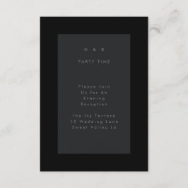 Tarjeta De Recepción Negro sobre negro moderno Boda simple minimalista