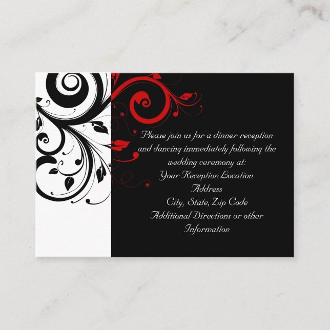 Tarjeta De Recepción Negro y blanco con giro inverso rojo (Anverso)