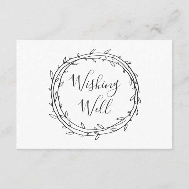 Tarjeta De Recepción Negro y blanco deseando bien. Boda botánico (Anverso)