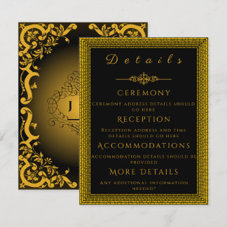 Tarjeta De Recepción Negro y dorado con elementos decorativos Enclosure