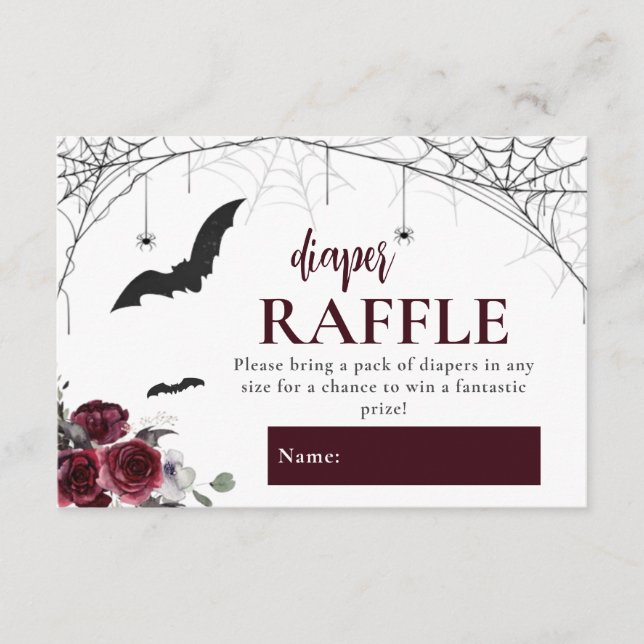Tarjeta De Recepción Nena Breve Halloween Baby Shower Diaper Raffle (Anverso)