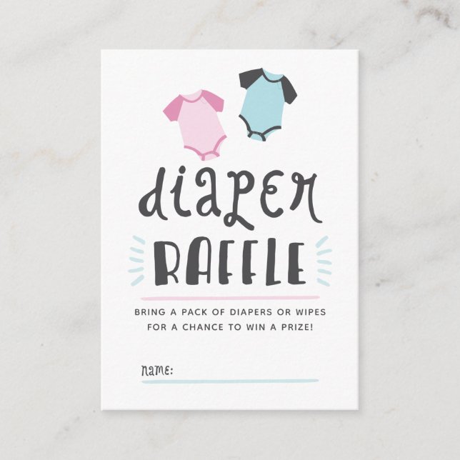 Tarjeta De Recepción Nene azul o rosa revelan Fiesta Diaper Raffle (Anverso)