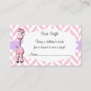 Tarjeta De Recepción Nene Pink Giraffe Baby Boy Shower Book Raffle