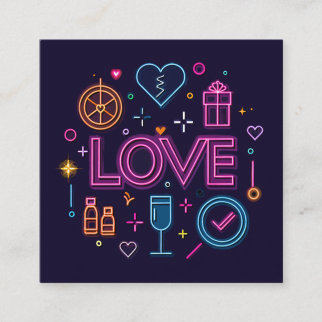 Tarjeta De Recepción Neon Love (Anverso)