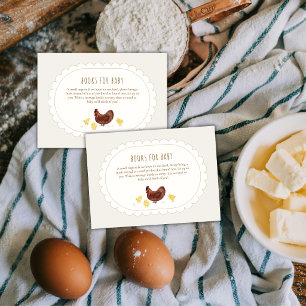 Tarjeta De Recepción Neutral Boho Granja Pollo Libros Para Fiesta De Be