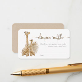 Tarjeta De Recepción Neutral Boho Pampas Grass Giraffe Diaper Raffle