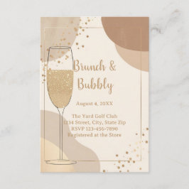 Tarjeta De Recepción Neutral Brunch & Bubbly Details Card – Beige