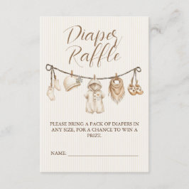 Tarjeta De Recepción Neutral Clothesline Baby Shower Diaper Raffle