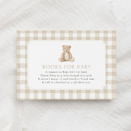 Tarjeta De Recepción Neutral Gingham Teddy Bear Books for Baby