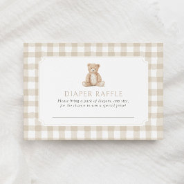 Tarjeta De Recepción Neutral Gingham Teddy Bear Diaper Raffle Ticket