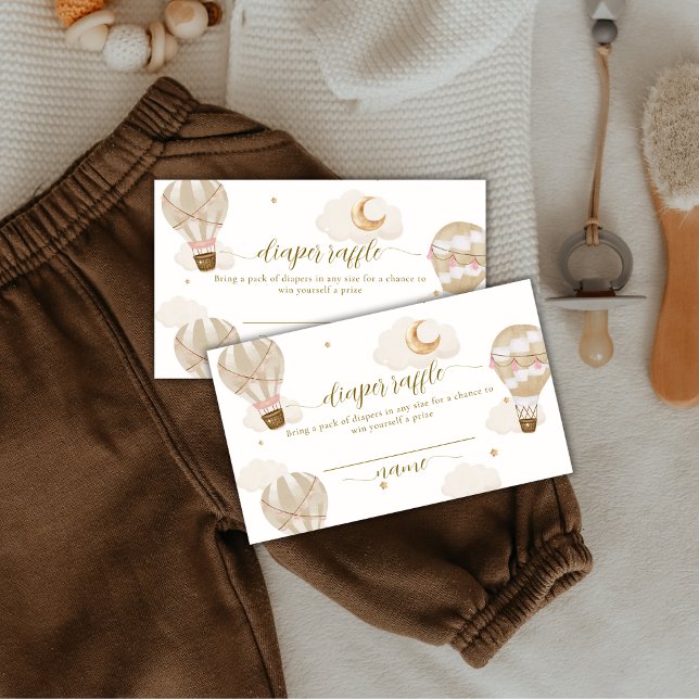 Tarjeta De Recepción Neutral Hot Air Balloon Diaper Raffle Baby Shower (Neutral Hot Air Balloon Diaper Raffle Baby Shower Enclosure Card)