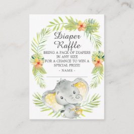 Tarjeta De Recepción Neutral Jungle Elephant Baby Shower Diaper Raffle