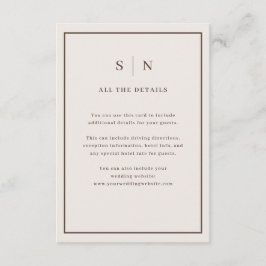 Tarjeta De Recepción Neutral Minimal Chic Border Wedding Guest Details