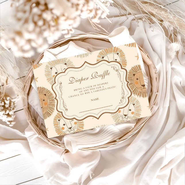 Tarjeta De Recepción Neutral Safari Lion Baby Shower Diapper Raffle (Subido por el creador)