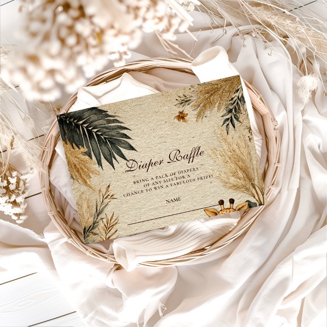 Tarjeta De Recepción Neutral Safari Woodland Baby Shower Diapper Raffle (Subido por el creador)