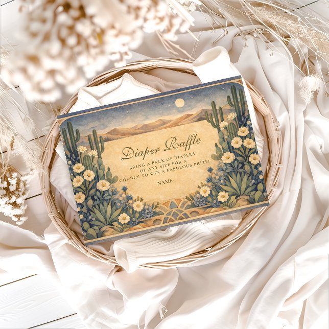 Tarjeta De Recepción Neutral Southwest Cactus Botanical Diapper Raffle  (Subido por el creador)