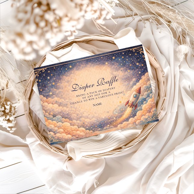 Tarjeta De Recepción Neutral Space Rocket Stars Diapper Raffle  (Subido por el creador)