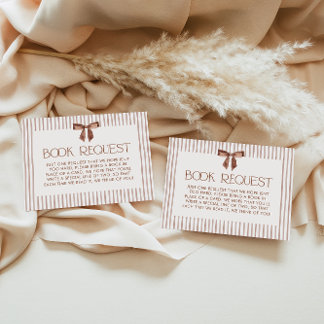 Tarjeta De Recepción Neutral Striped Bow Books for Baby