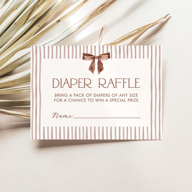 Tarjeta De Recepción Neutral Striped Bow Diaper Raffle (Subido por el creador)