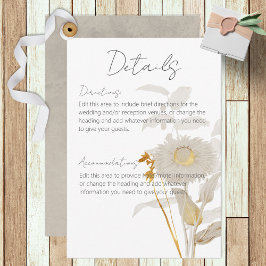 Tarjeta De Recepción Neutral Tan Wildflowers Detalles modernos