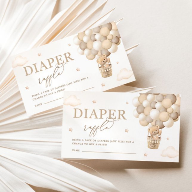 Tarjeta De Recepción Neutral Teddy Bear Baby Shower Diaper Raffle (Subido por el creador)