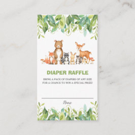 Tarjeta De Recepción Neutral Woodland Animales Greenery Diaper Raffle