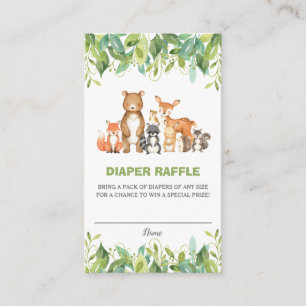 Tarjeta De Recepción Neutral Woodland Animales Greenery Diaper Raffle