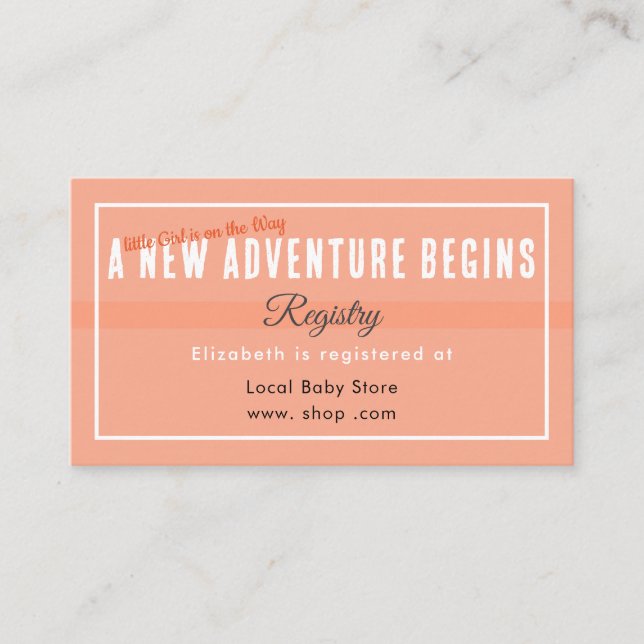 Tarjeta De Recepción New Adventure Begins Peach Registry Enclosure Card (Anverso)