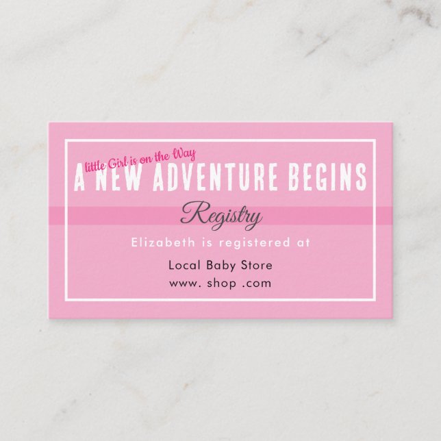 Tarjeta De Recepción New Adventure Begins Pink Registry Enclosure Card (Anverso)