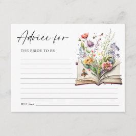 Tarjeta De Recepción New Chapter Begins Floral Book Advice Card