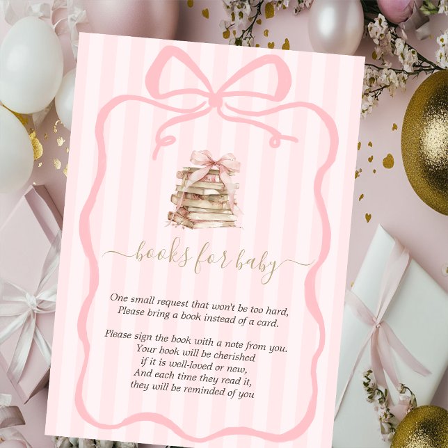 Tarjeta De Recepción New Chapter Pink Bow Stripes Baby Shower (Subido por el creador)