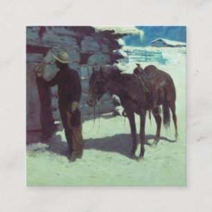 Tarjeta De Recepción Nieve de invierno de caballos y bovinas
