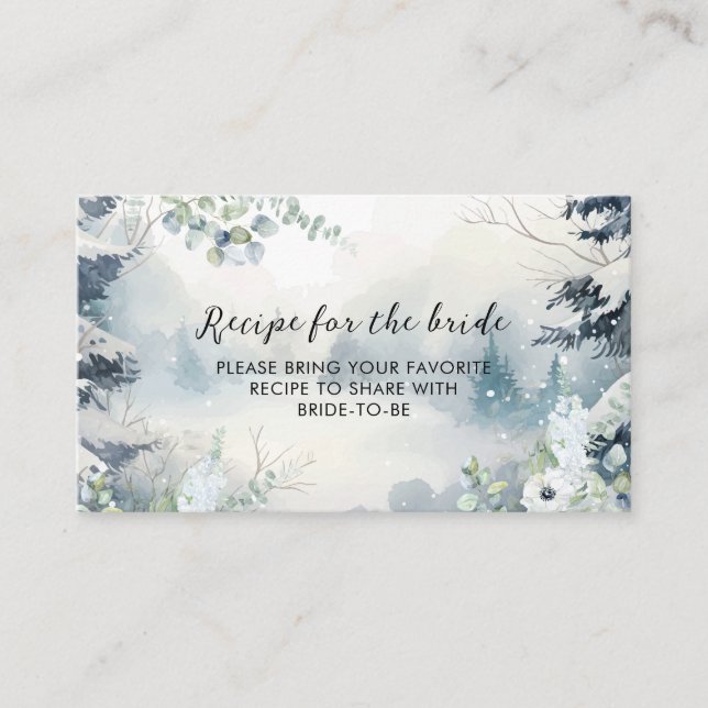 Tarjeta De Recepción Nieve en invierno enamorada Ducha de novia Compart (Anverso)