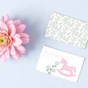 Tarjeta De Recepción Niña de Caballo Mecedor Rosa Fiesta de Cumpleaños 