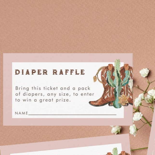 Tarjeta De Recepción Niña de vaca rosa occidental Baby Shower Diaper Ra (Subido por el creador)